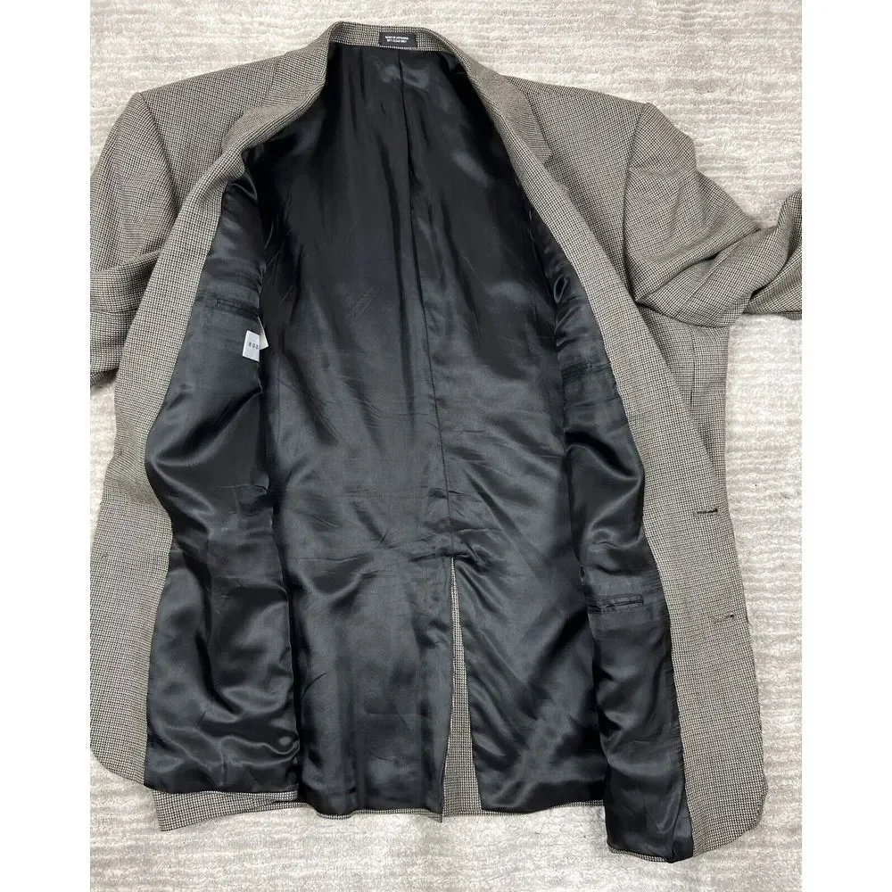 Robert Stock Blazer Mens‎ 48R Gray Polyester Wool Jacket Sport Coat